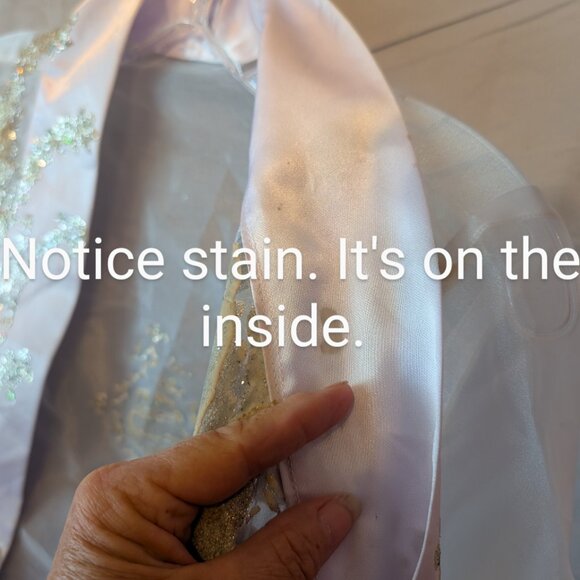 Long Dress Evening Kimono Cardigan Topper Robe Small White sheer Sparkles design - Picture 7 of 11